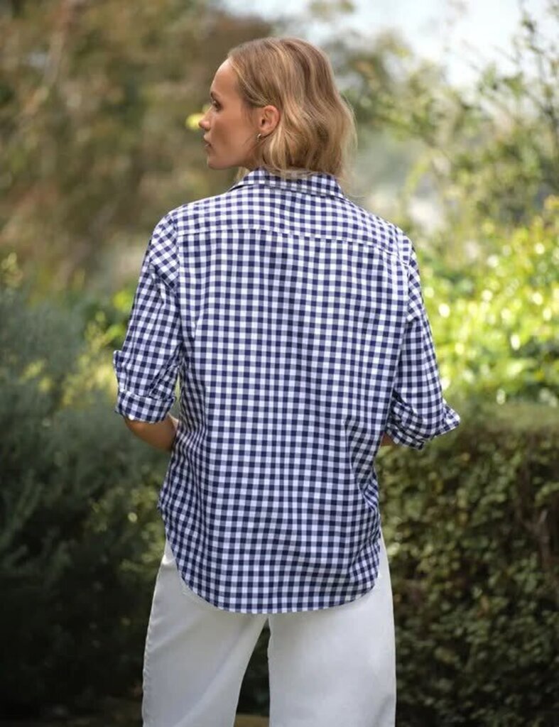 Frank & Eileen Relaxed Button Up in Navy Blue Check - Size Small (Retails $258)