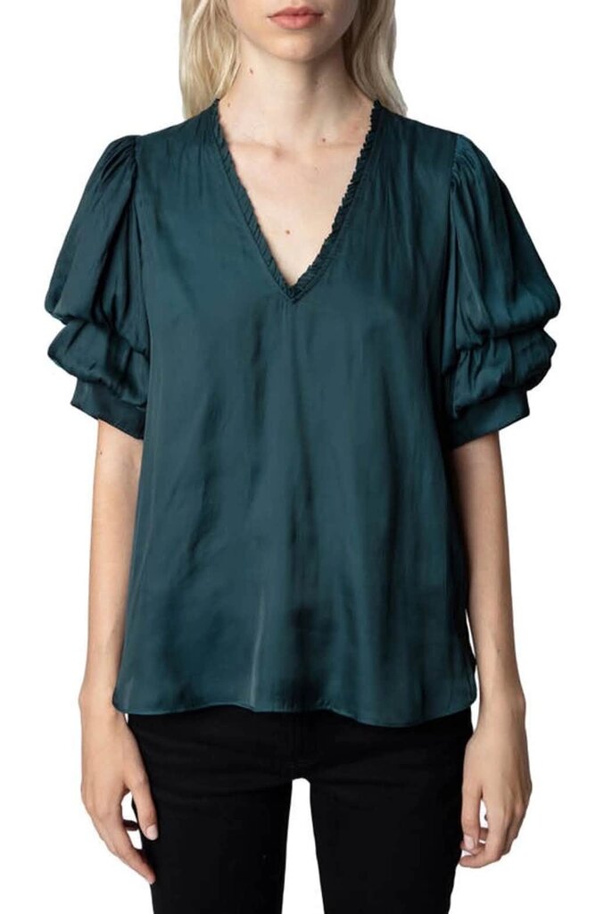 Zadig & Voltaire Taste Tiered Sleeve Satin Top - Size Medium (Retails for $348)