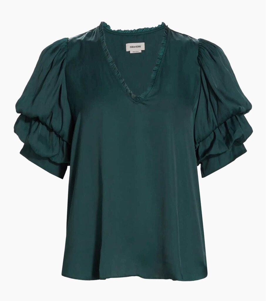 Zadig & Voltaire Taste Tiered Sleeve Satin Top - Size Medium (Retails for $348)