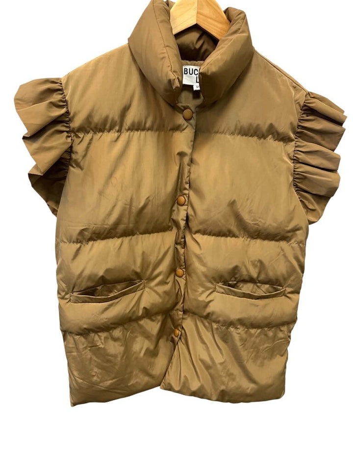 Bucketlist Ruffle Sleeve Puffer Vest - Size Medium