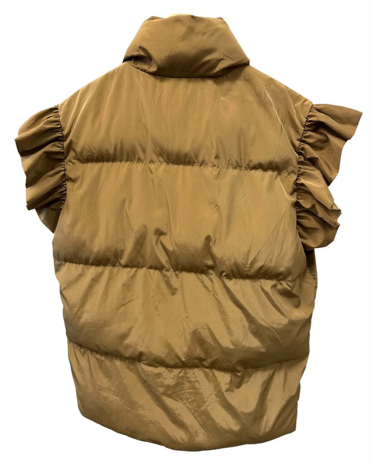 Bucketlist Ruffle Sleeve Puffer Vest - Size Medium