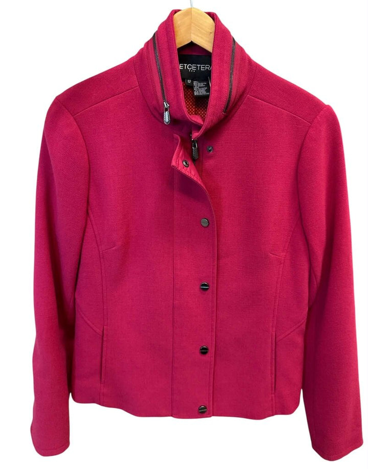 Etcetera Fuchsia Funnel Collar Jacket - Size 12