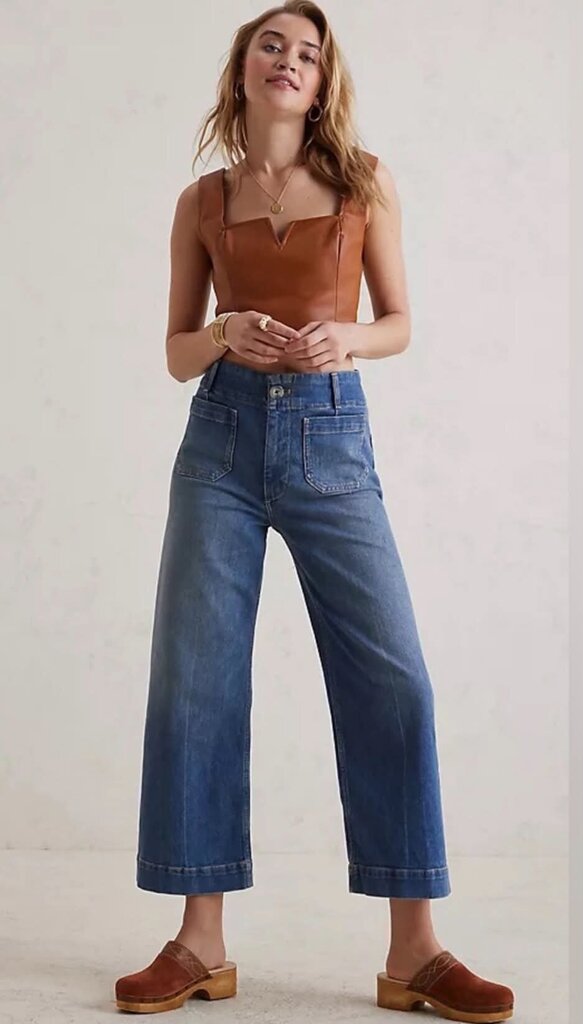 Pilcro Skipper Wide Leg Cropped Jeans - Size 27