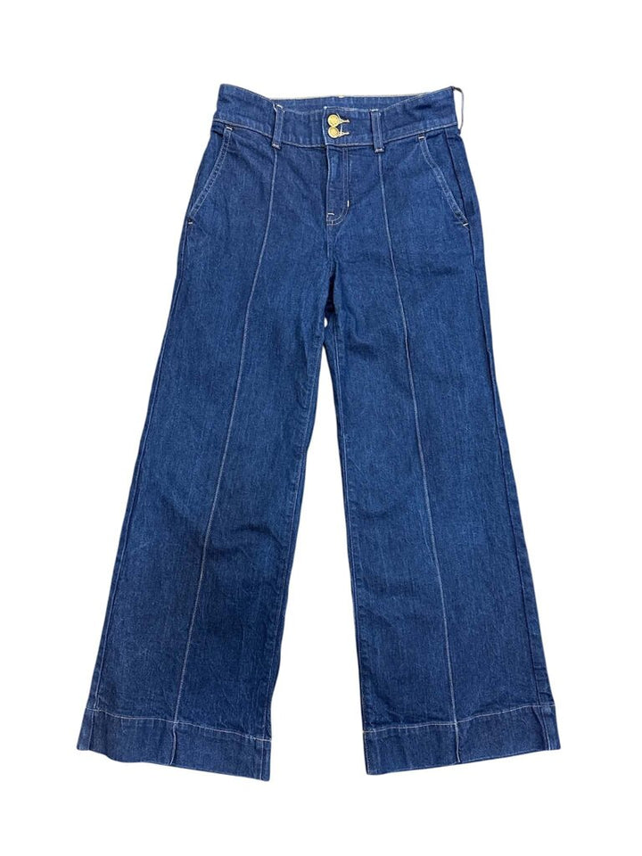 J Crew Rib Wide Leg Pintuck Dark Rinse Jeans - Size 26P