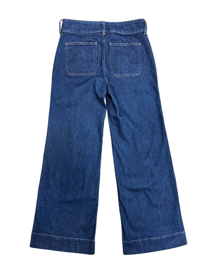 J Crew Rib Wide Leg Pintuck Dark Rinse Jeans - Size 26P