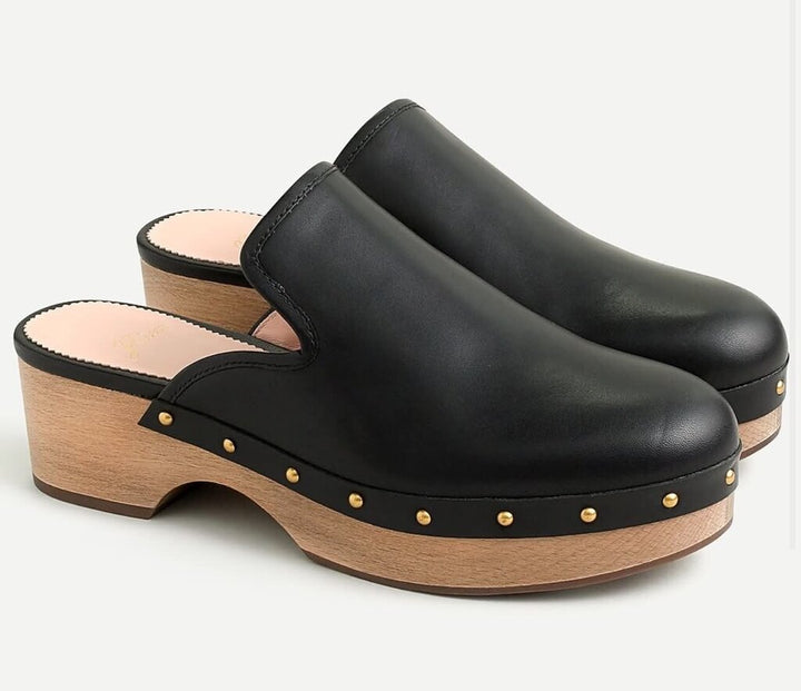 J Crew Leather Studded Clogs - Size 8.5