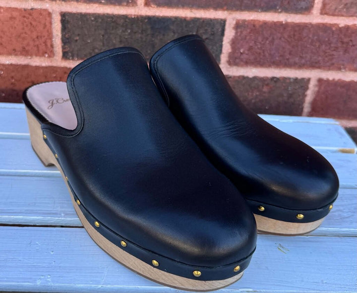 J Crew Leather Studded Clogs - Size 8.5