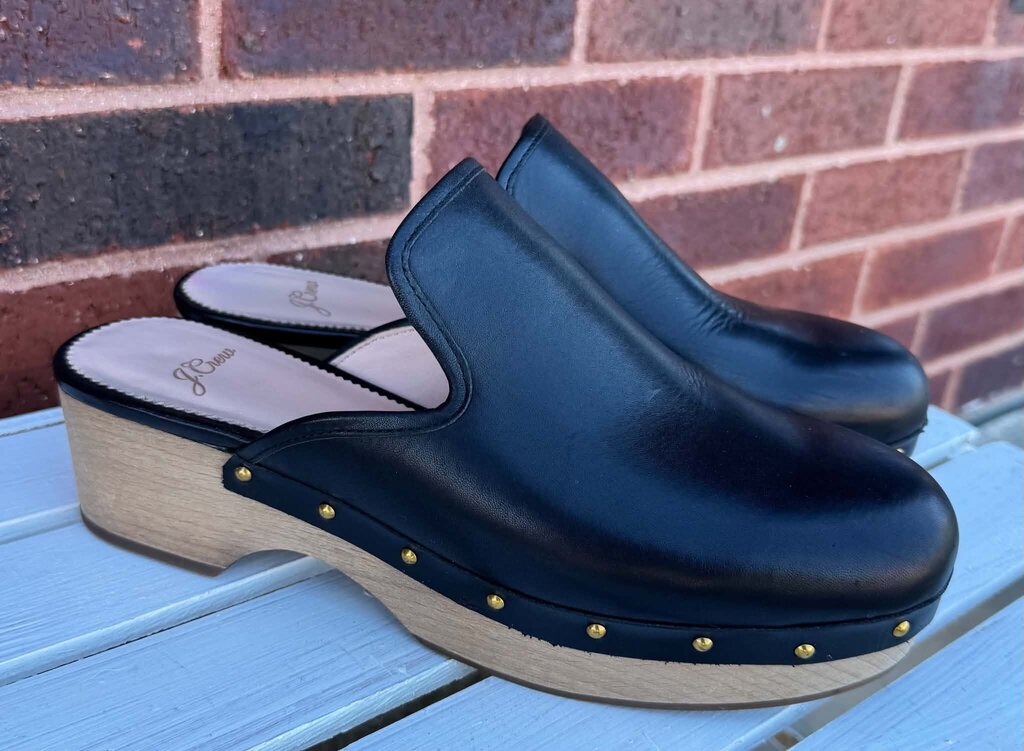 J Crew Leather Studded Clogs - Size 8.5