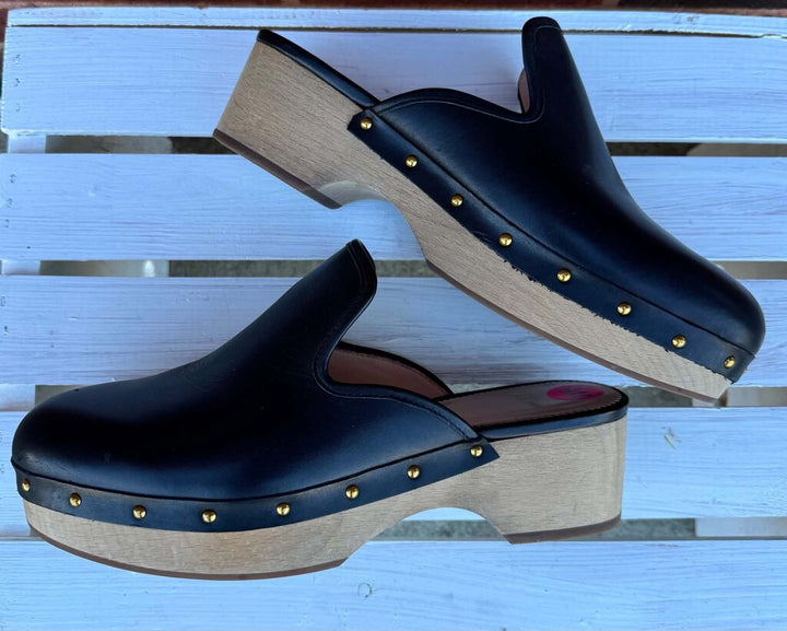 J Crew Leather Studded Clogs - Size 8.5