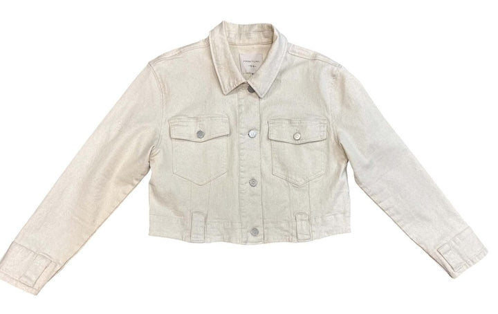 Habitual Cropped Metallic Tone Denim Jacket - Size Large