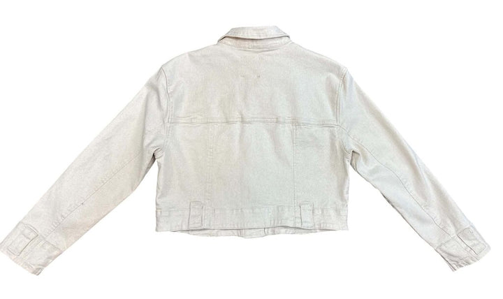 Habitual Cropped Metallic Tone Denim Jacket - Size Large