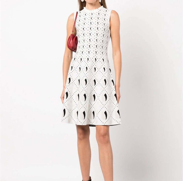 Lela Rose Jacquard Sleeveless Knit Dress - Size Large