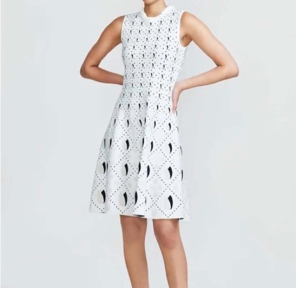 Lela Rose Jacquard Sleeveless Knit Dress - Size Large