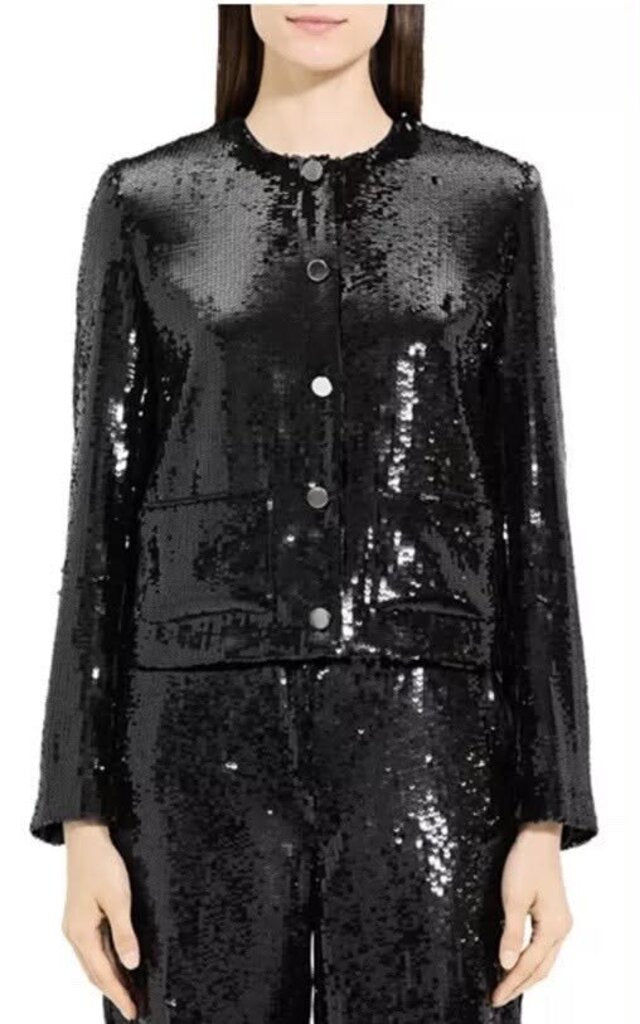 Theory NWT Pocket Crop Jacket In Fluid Sequins - Size 2 (Retails for $425)