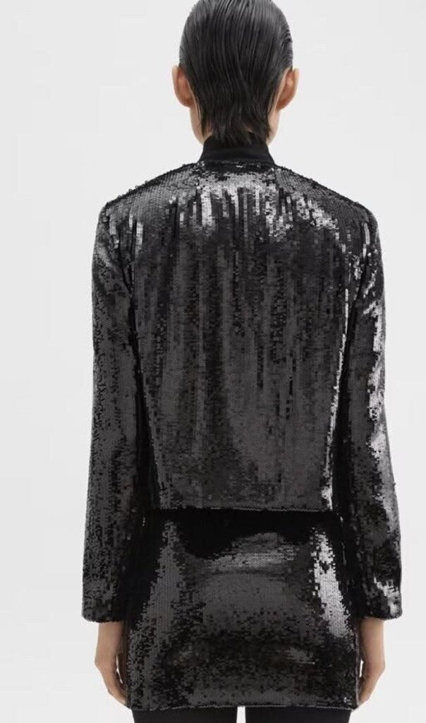 Theory NWT Pocket Crop Jacket In Fluid Sequins - Size 2 (Retails for $425)