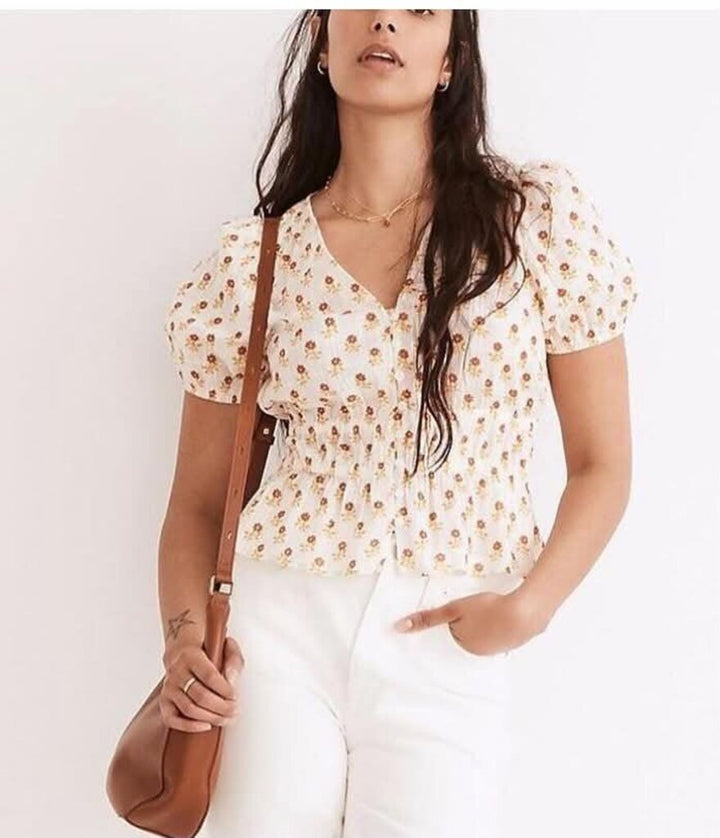Madewell Sophia Short Sleeve Floral Top - Size Small