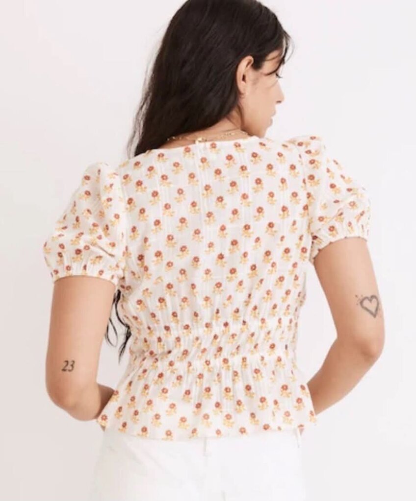Madewell Sophia Short Sleeve Floral Top - Size Small