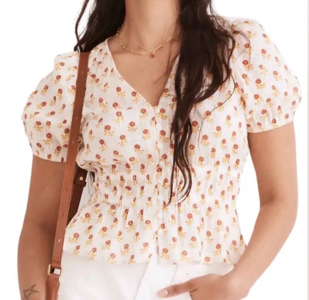 Madewell Sophia Short Sleeve Floral Top - Size Small