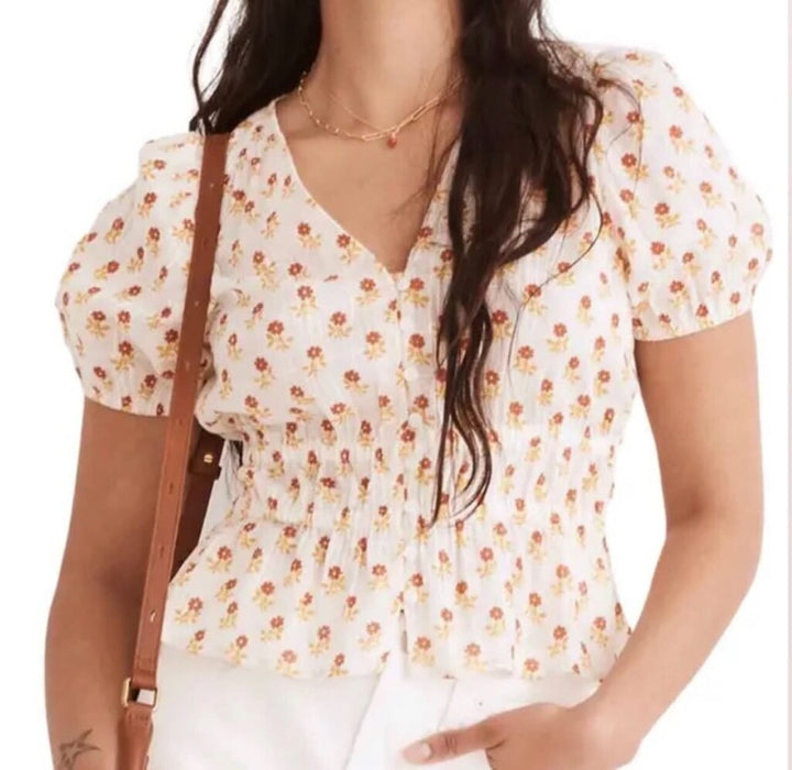 Madewell Sophia Short Sleeve Floral Top - Size Small