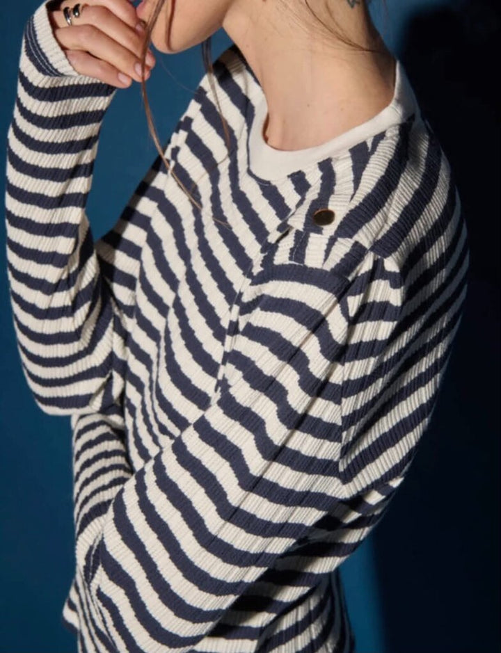 Nation Marsel Long Sleeve Striped Top - Size Small