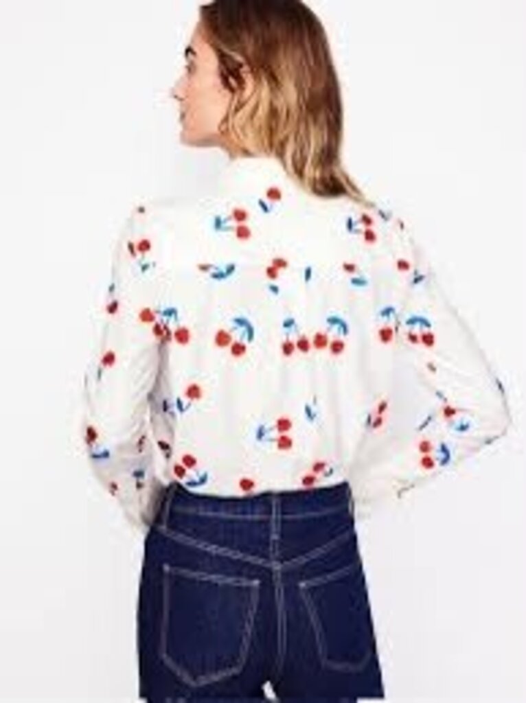 Boden Sienna Embroidered Cherries Shirt - Size Small