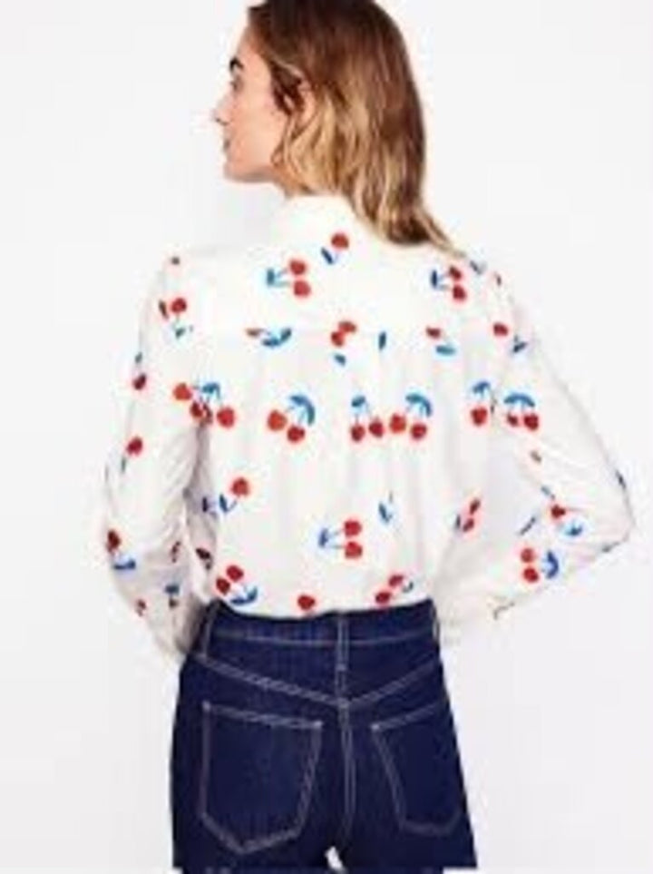 Boden Sienna Embroidered Cherries Shirt - Size Small