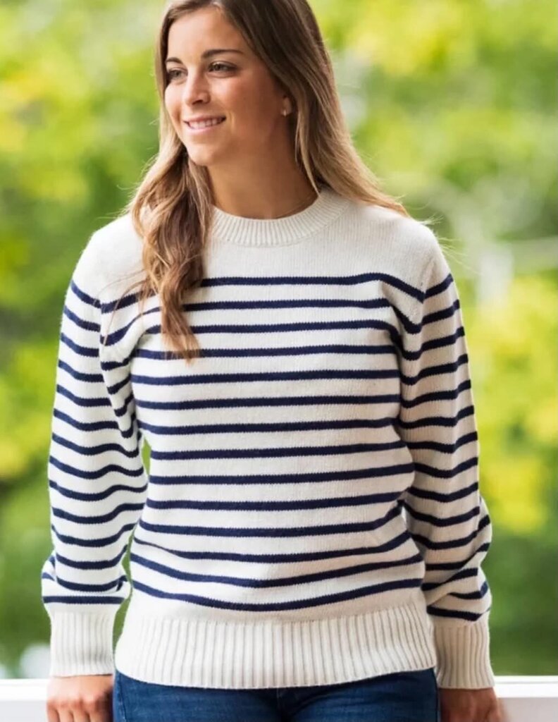 Long Wharf Crew Neck Striped Sweater - Size Large