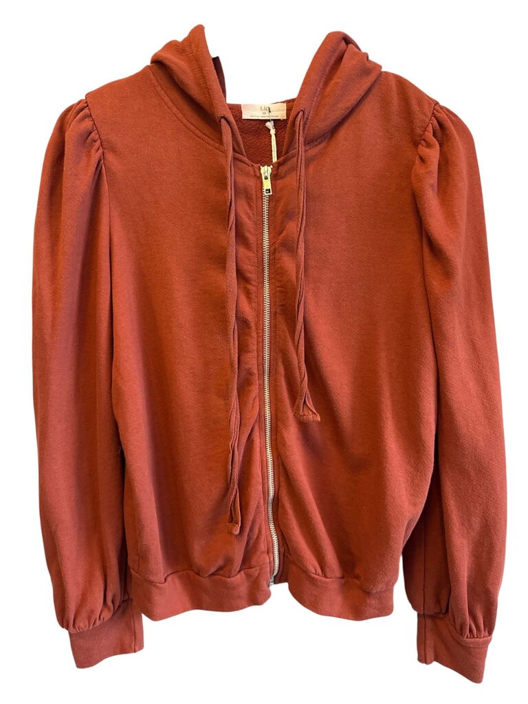 T.la by Anthropologie Emanuel Puff Sleeve Cropped Zip-up Hoodie - Size XS