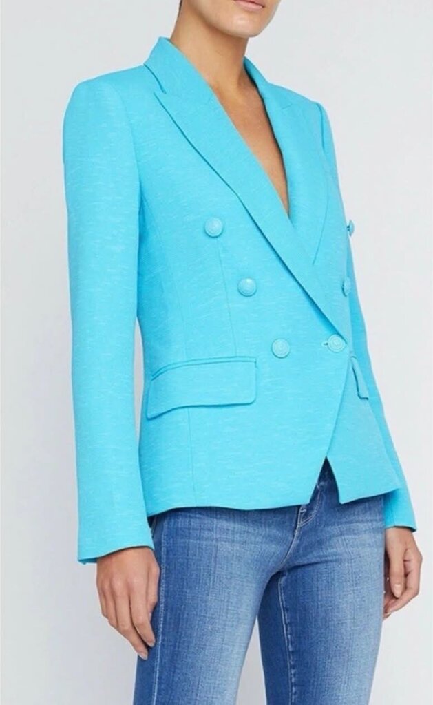 L'Agence Kenzie Double Breasted Blazer In Blue Atoll NWT - Size 10