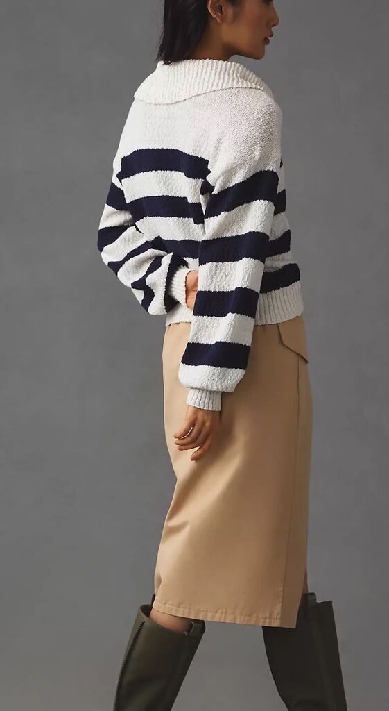 Maeve Striped Polo Jersey Sweater - Size XS