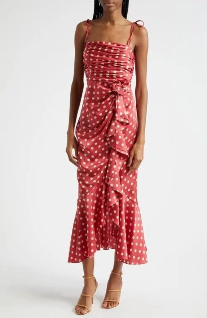 Cinq à Sept Mireya Polka Dot Side Ruffle Dress - Size 0