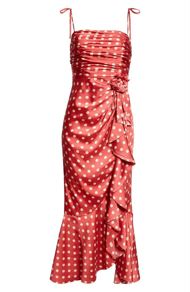Cinq à Sept Mireya Polka Dot Side Ruffle Dress - Size 0