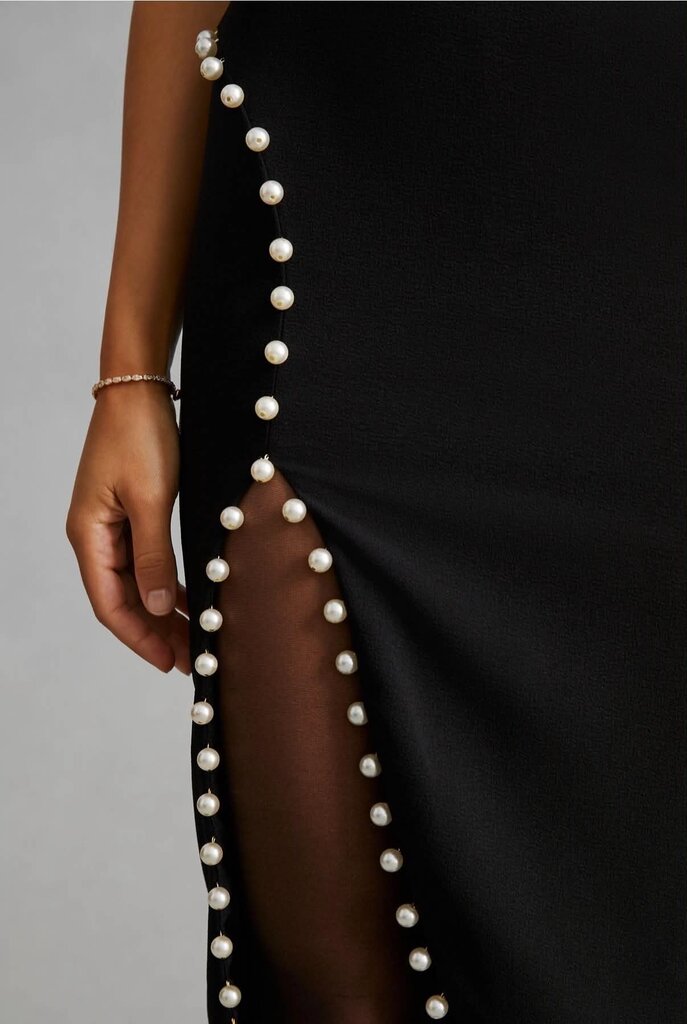 Helsi Pearl-Trimmed Slit Dress - Size XS