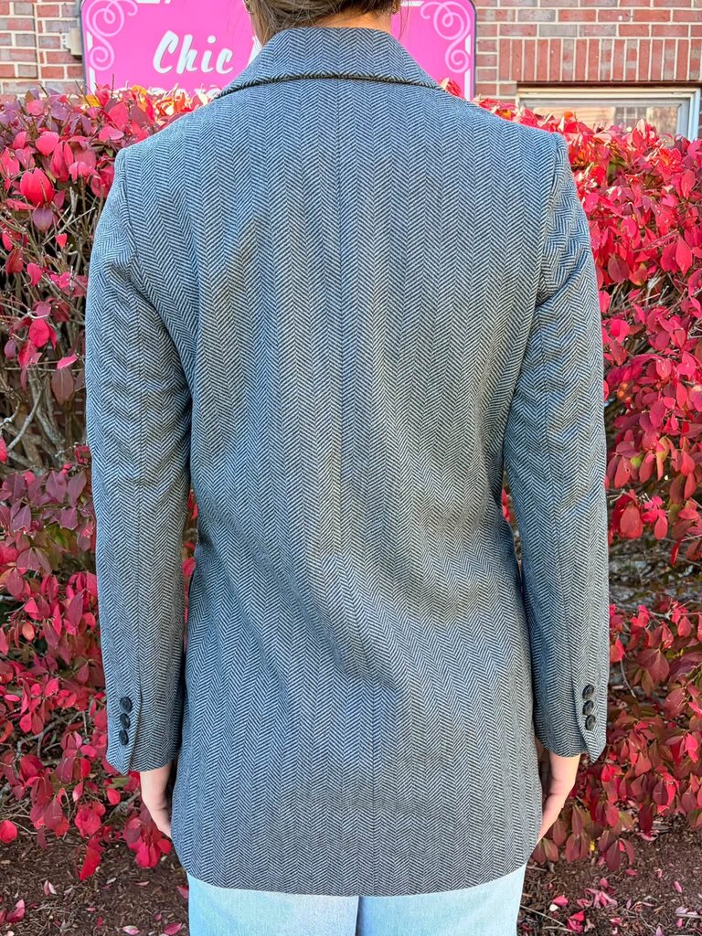 Black Tape Double Breasted Herringbone Blazer - Size XS
