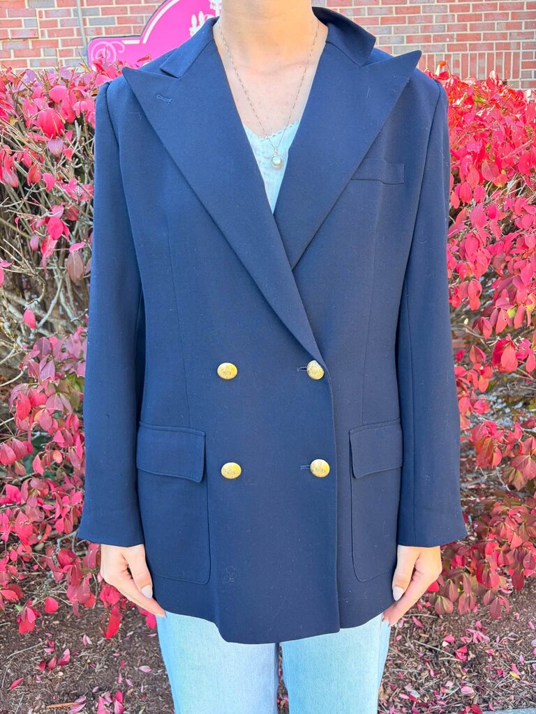 Ralph Lauren Double Breasted Wool Crest Button Blazer - Size 14