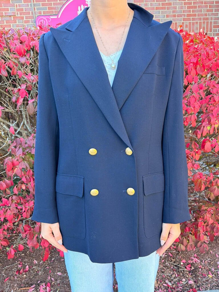 Ralph Lauren Double Breasted Wool Crest Button Blazer - Size 14
