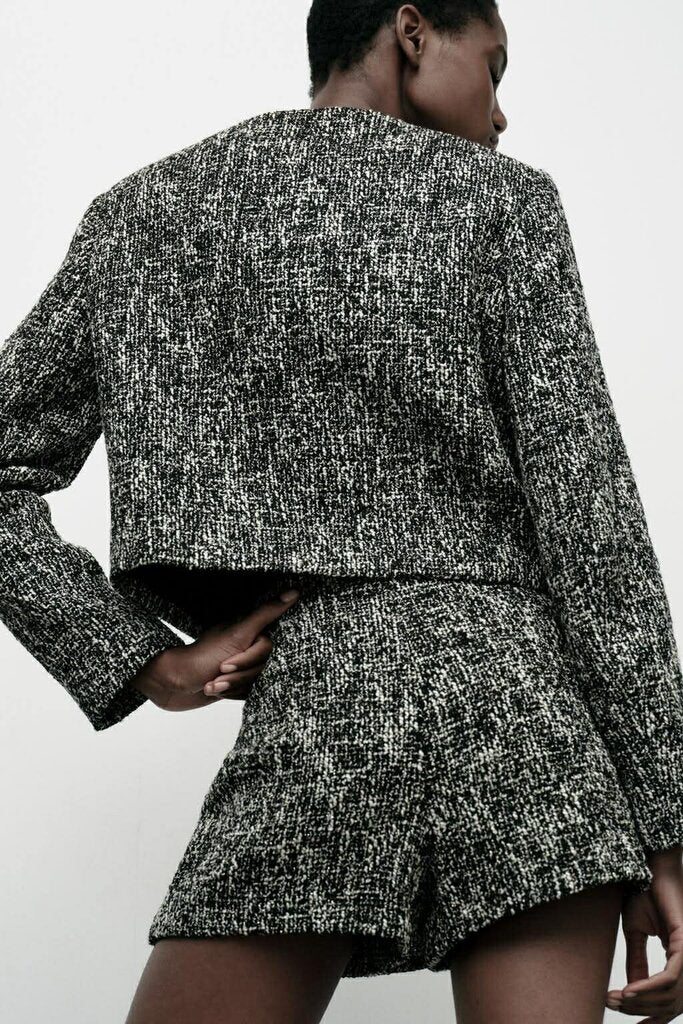 Zara Tweed Cropped Blazer - Size XL