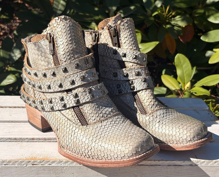 Freebird Truth Ivory Leather Snakeskin Ankle Boot - Size 9