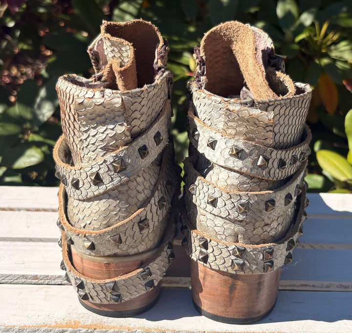 Freebird Truth Ivory Leather Snakeskin Ankle Boot - Size 9