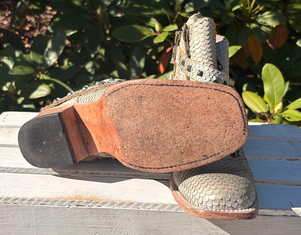 Freebird Truth Ivory Leather Snakeskin Ankle Boot - Size 9