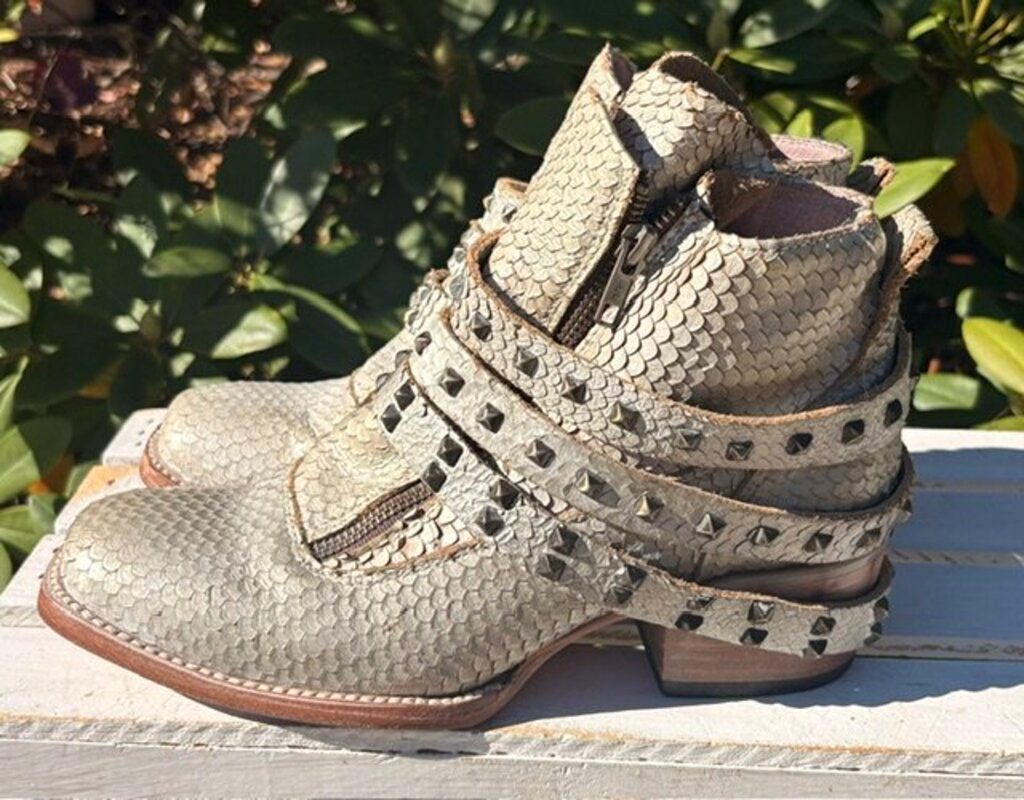 Freebird Truth Ivory Leather Snakeskin Ankle Boot - Size 9