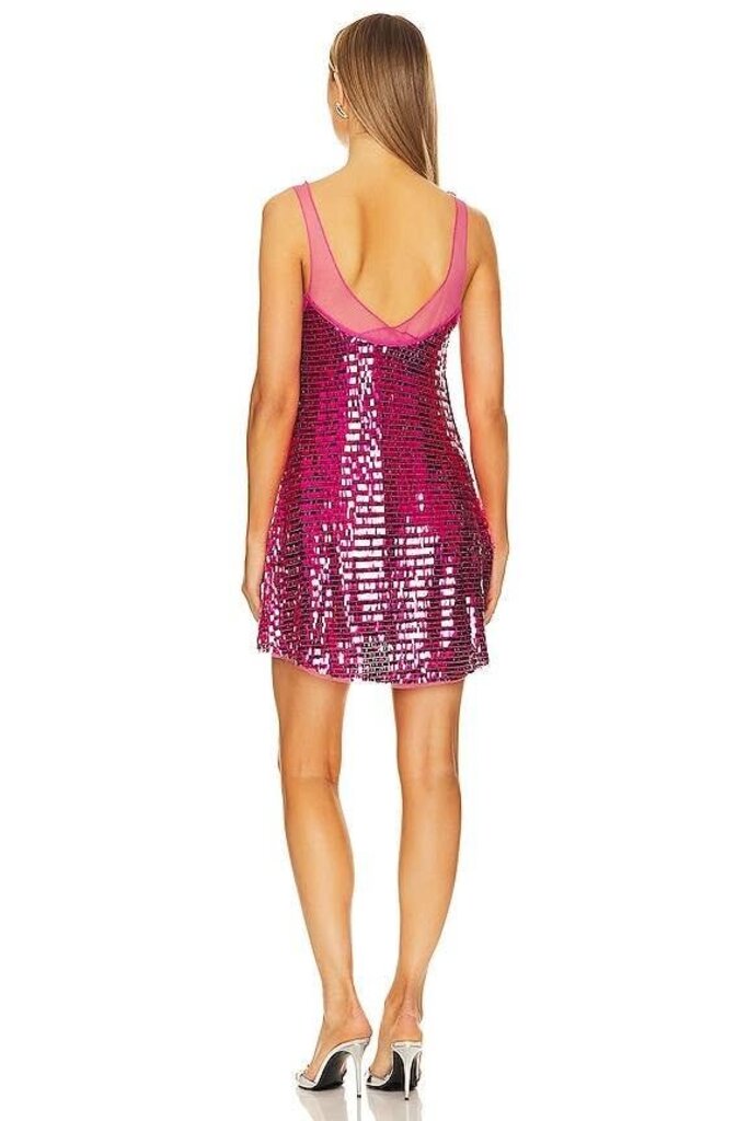 Free People Disco Fever Mini Slip Dress NWT in Hot Pink Combo - Size Small (Retails $98)