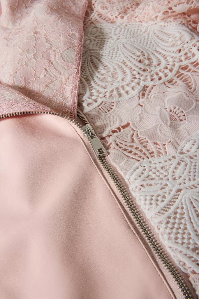 Bagatelle Collection Lace Faux-Leather Moto Jacket in Light Pink - Size Medium