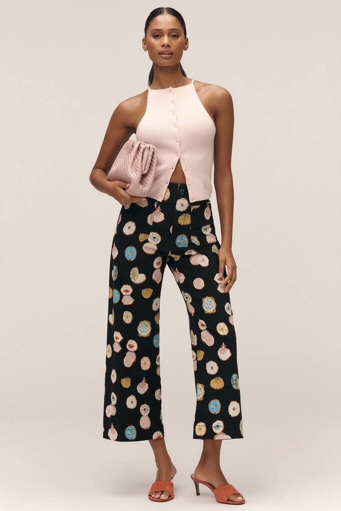 Maeve Colette High-Rise Wide-Leg Cropped Pants by Danielle Kroll - Size 27