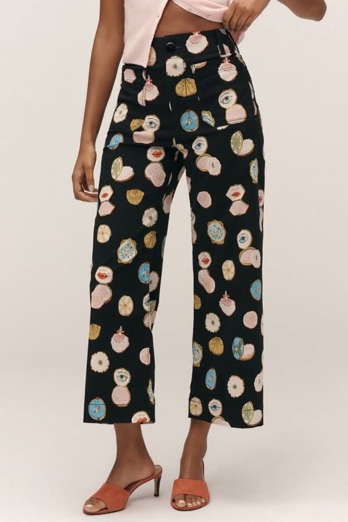 Maeve Colette High-Rise Wide-Leg Cropped Pants by Danielle Kroll - Size 27