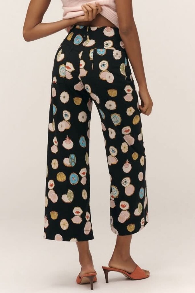 Maeve Colette High-Rise Wide-Leg Cropped Pants by Danielle Kroll - Size 27