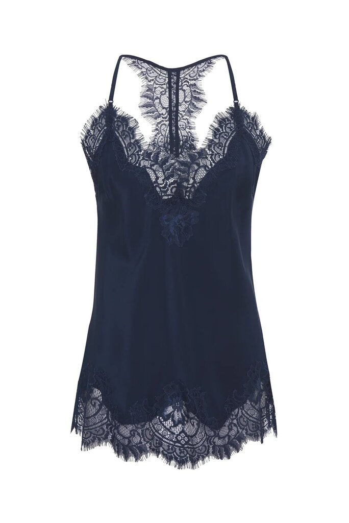 Gold Hawk Silk Lace Razorback Cami in Navy - Size Large
