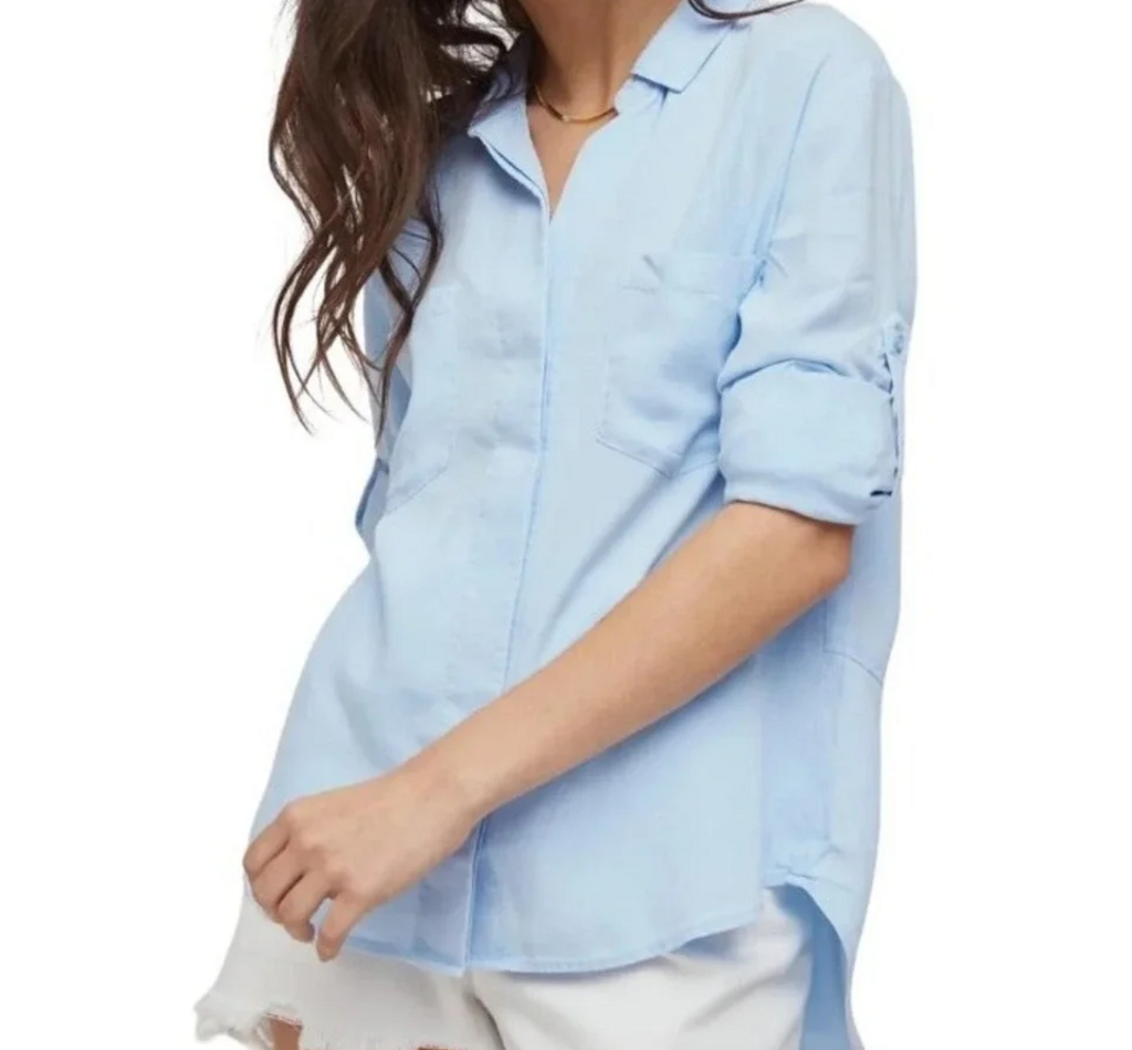 Bella Dahl Split Back Button Down in Beach Coastal - Size XL