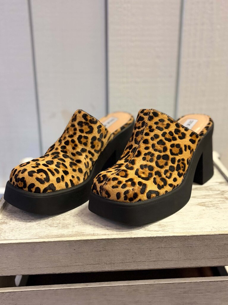 Steve Madden Leopard-Print Calf-Hair Platform Heels - Size 6