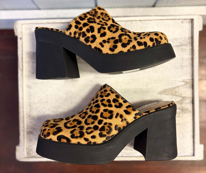 Steve Madden Leopard-Print Calf-Hair Platform Heels - Size 6